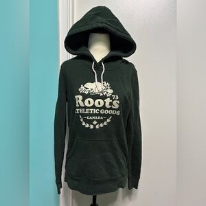 LIKE NEW ROOTS GREEN HOODED PULLOVER SWEATER